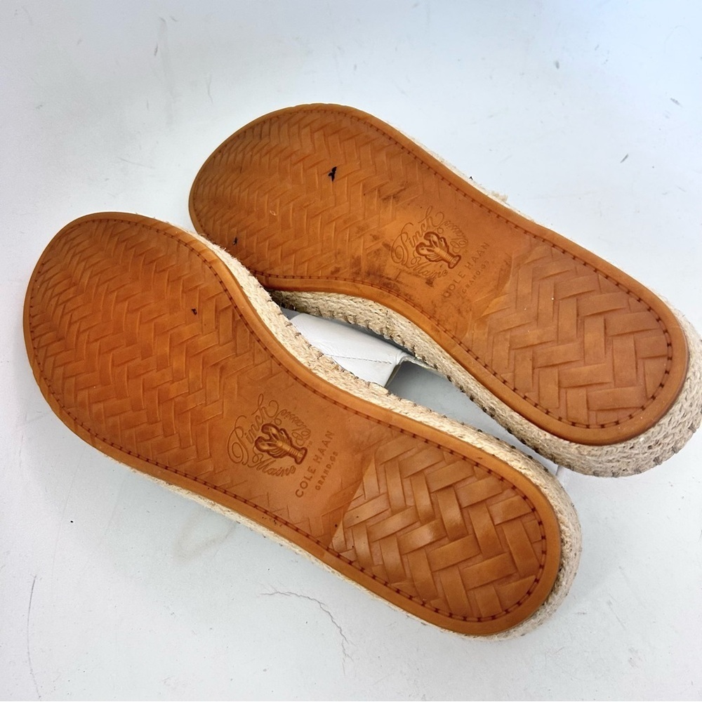 COLE HAAN Pinch Cloudfeel White Leather Espadrille Slingback Sandals Size 10 - Picture 13 of 13